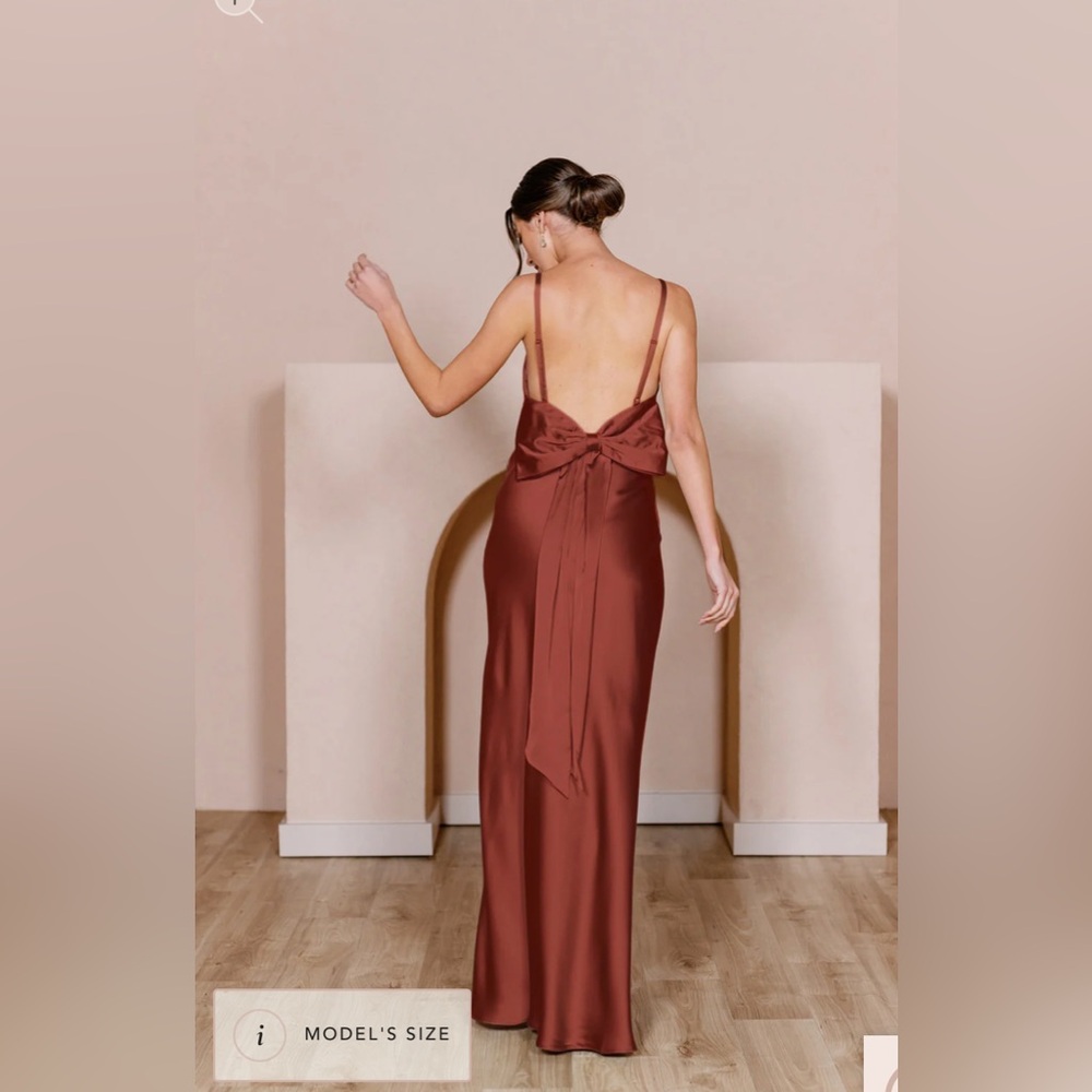 Revelry Satin Steph Dress in Cinnamon Rose
